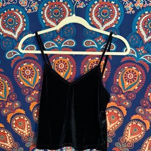 Silk velvet black crop top